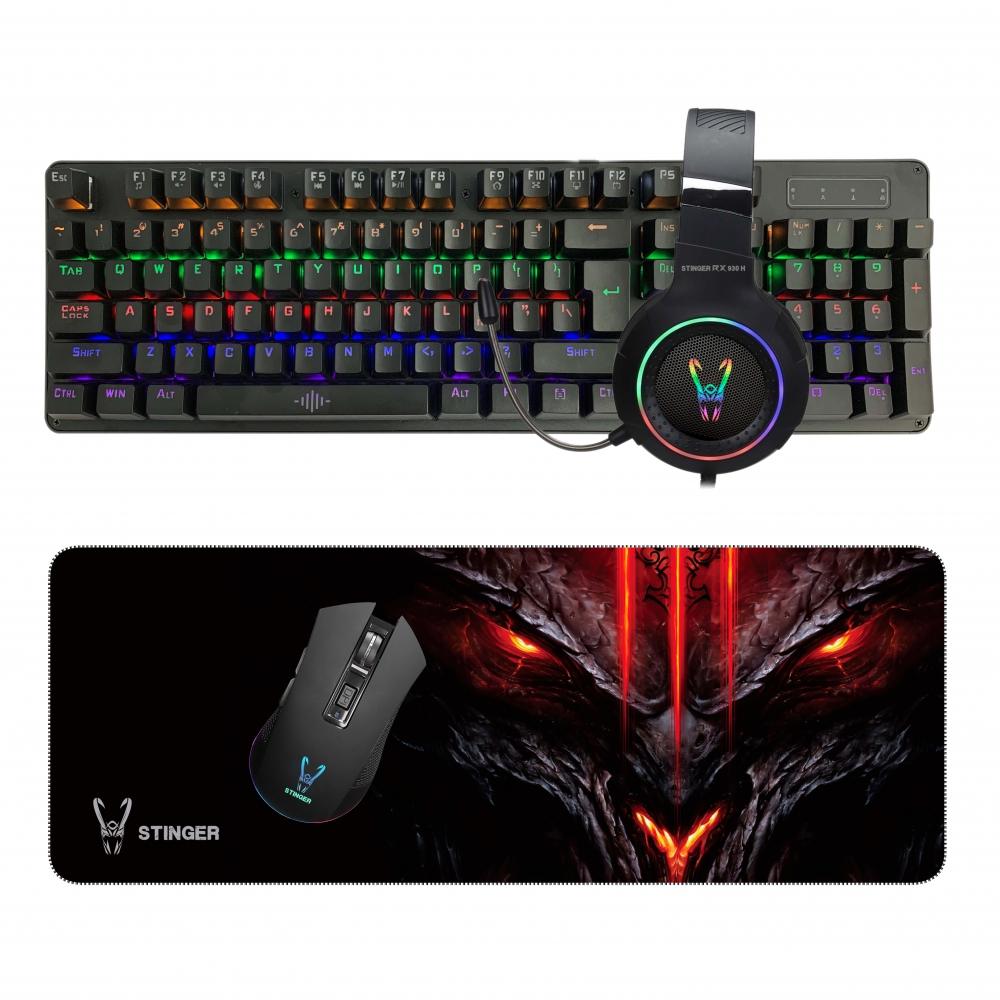 Teclado Auriculares Alfombrilla hub woxter stinger elite gm26062 usb negro pack gaming kit mouse pad xl profesional y para de microfibra 75 28 con retroiluminado rgb