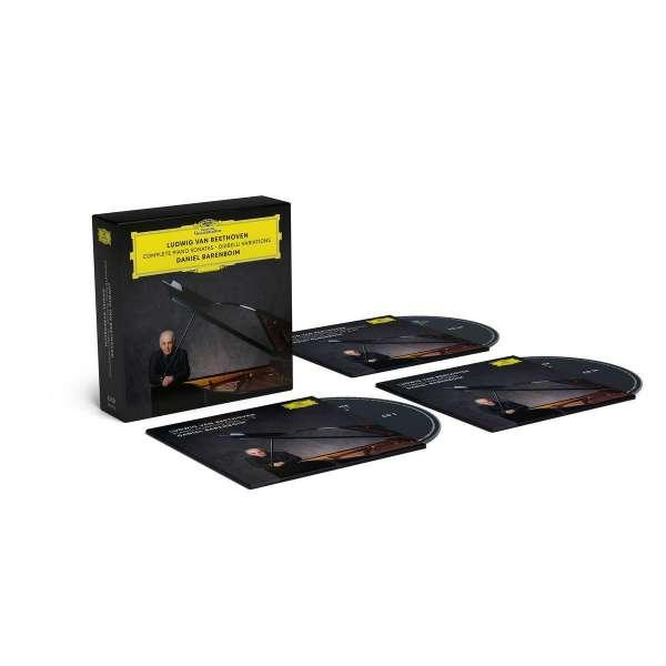 Eine CD-Box mit Beethovens Musik. Zeigt Album-Cover und CDs.