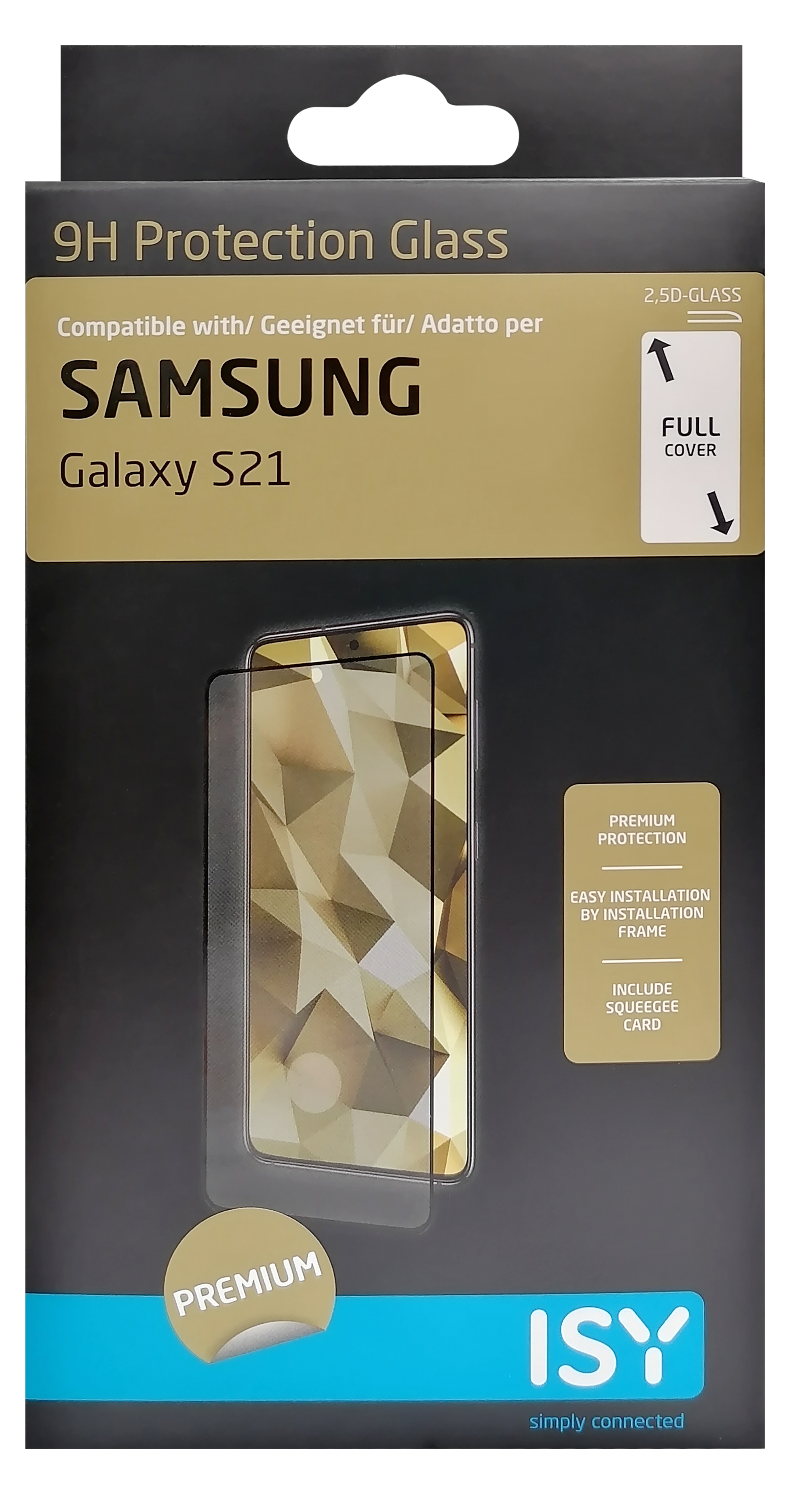 Verpackung für Displayschutzfolie, Samsung Galaxy S21.