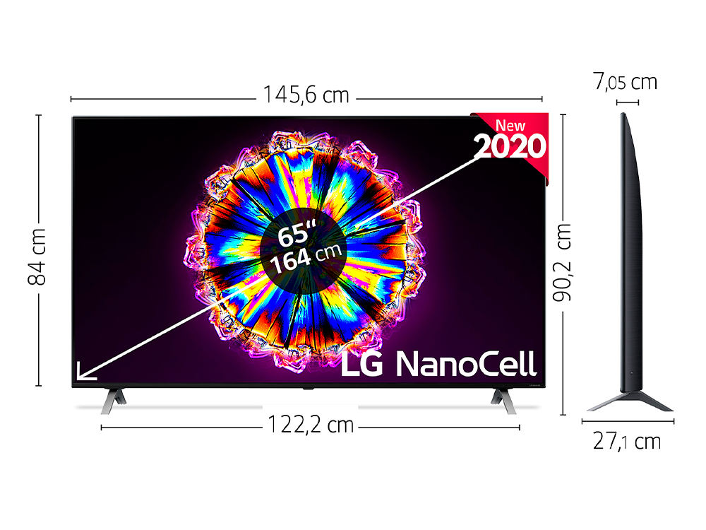TV LED 65" - LG 65NANO906NA, UHD 4K, 3840x2160 píxeles, alfa7 Gen3, HDMI,USB 2.0, Negro