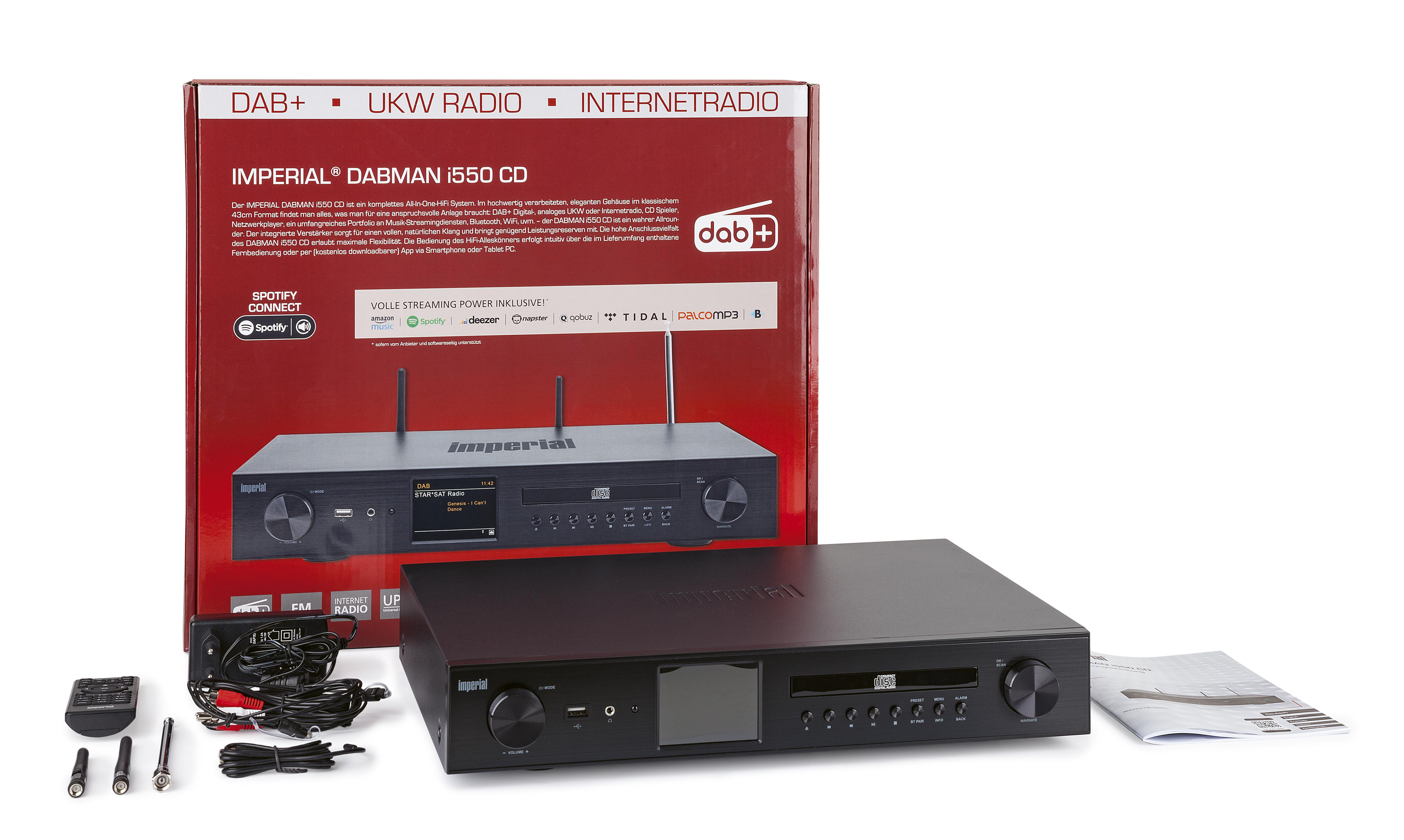 IMPERIAL DABMAN I550 CD HiFi System, Internet Radio, DAB+, DAB, AM, FM, Bluetooth, Schwarz