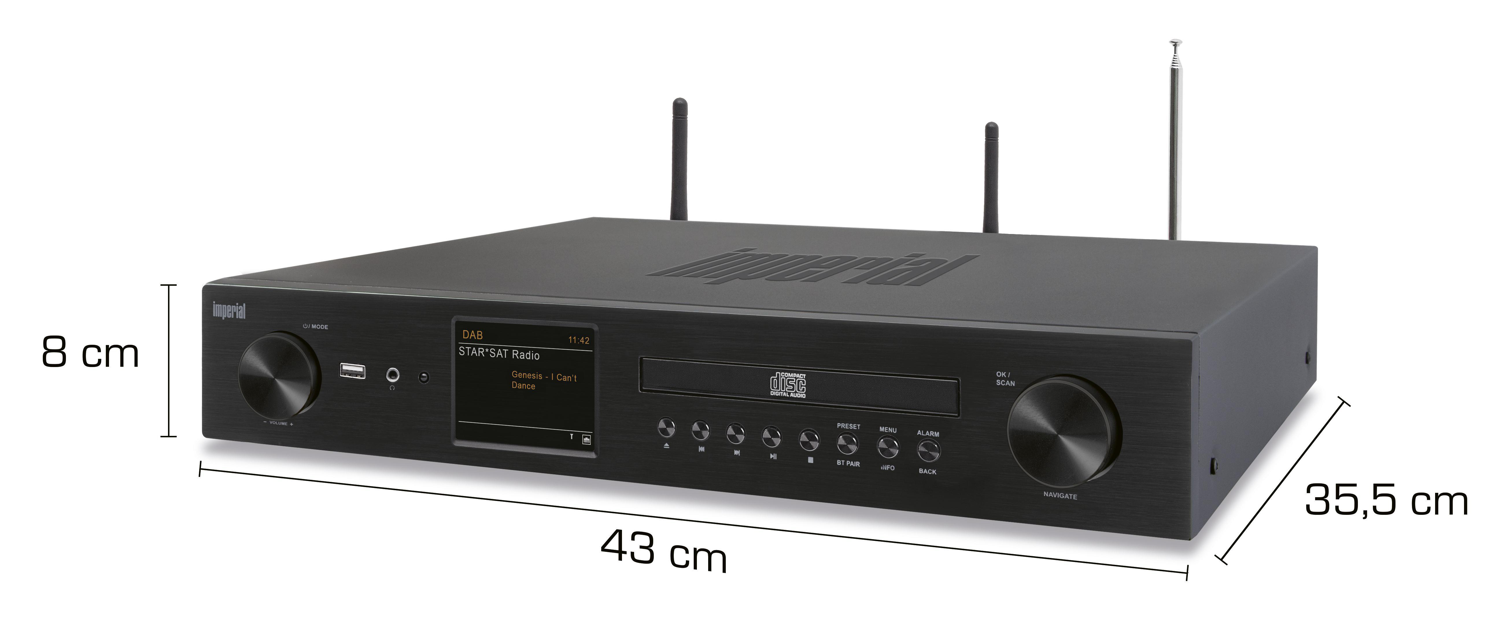IMPERIAL DABMAN I550 CD HiFi System, Internet Radio, DAB+, DAB, AM, FM, Bluetooth, Schwarz