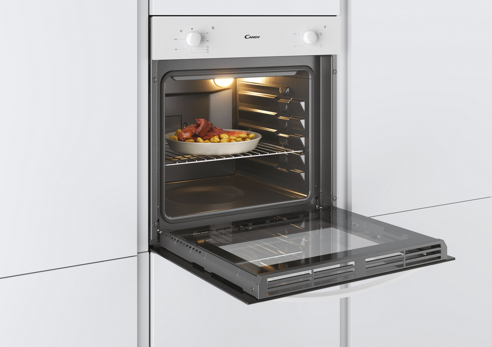 Horno - Candy FCS100W/E, 70l, Multifunción, Limpieza Aquactiva, 60cm, Puerta doble cristal desmontable, Blanco