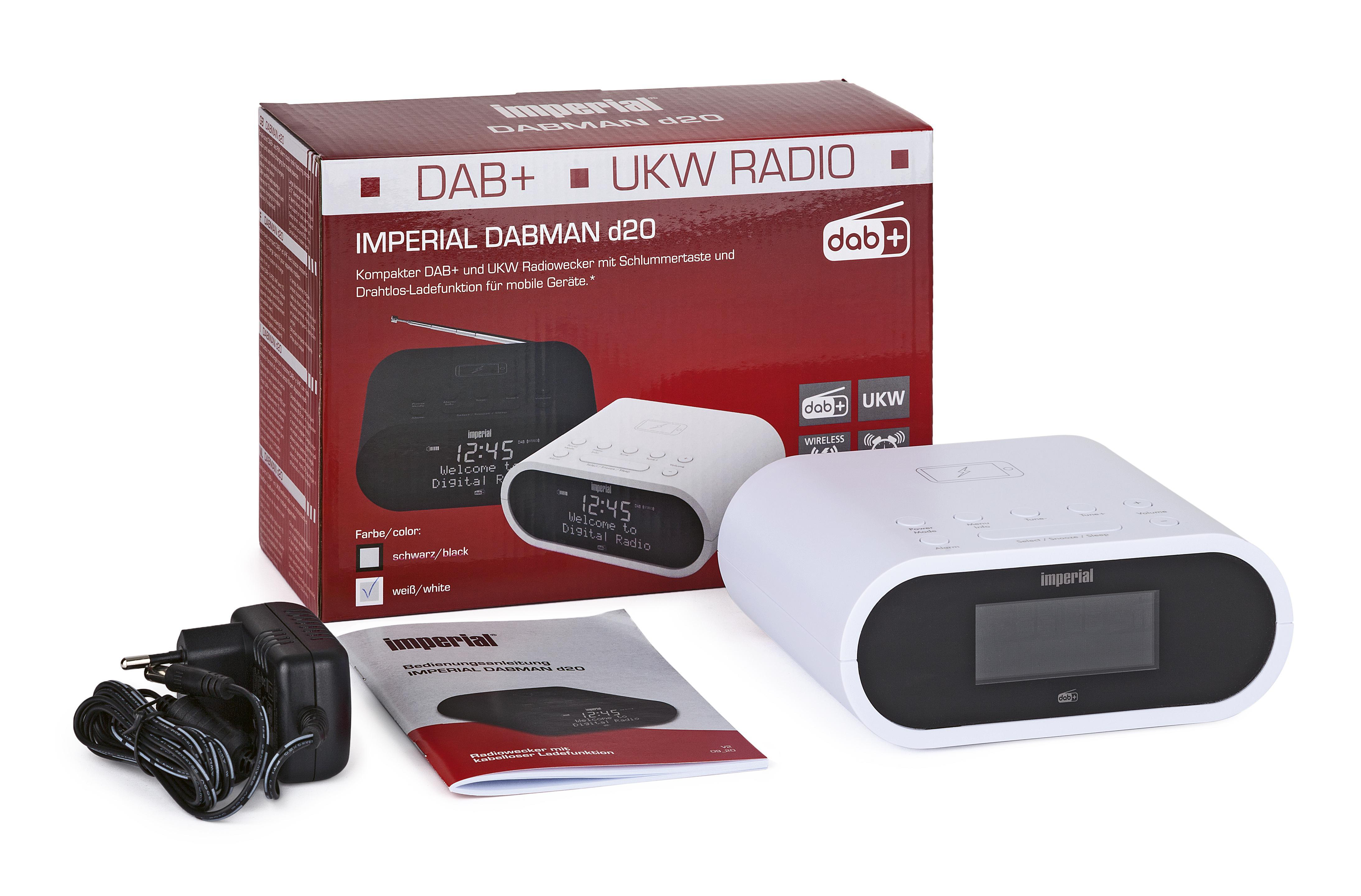 IMPERIAL DABMAN D20 Digitaler Radiowecker, DAB+, DAB, AM, FM, Weiß