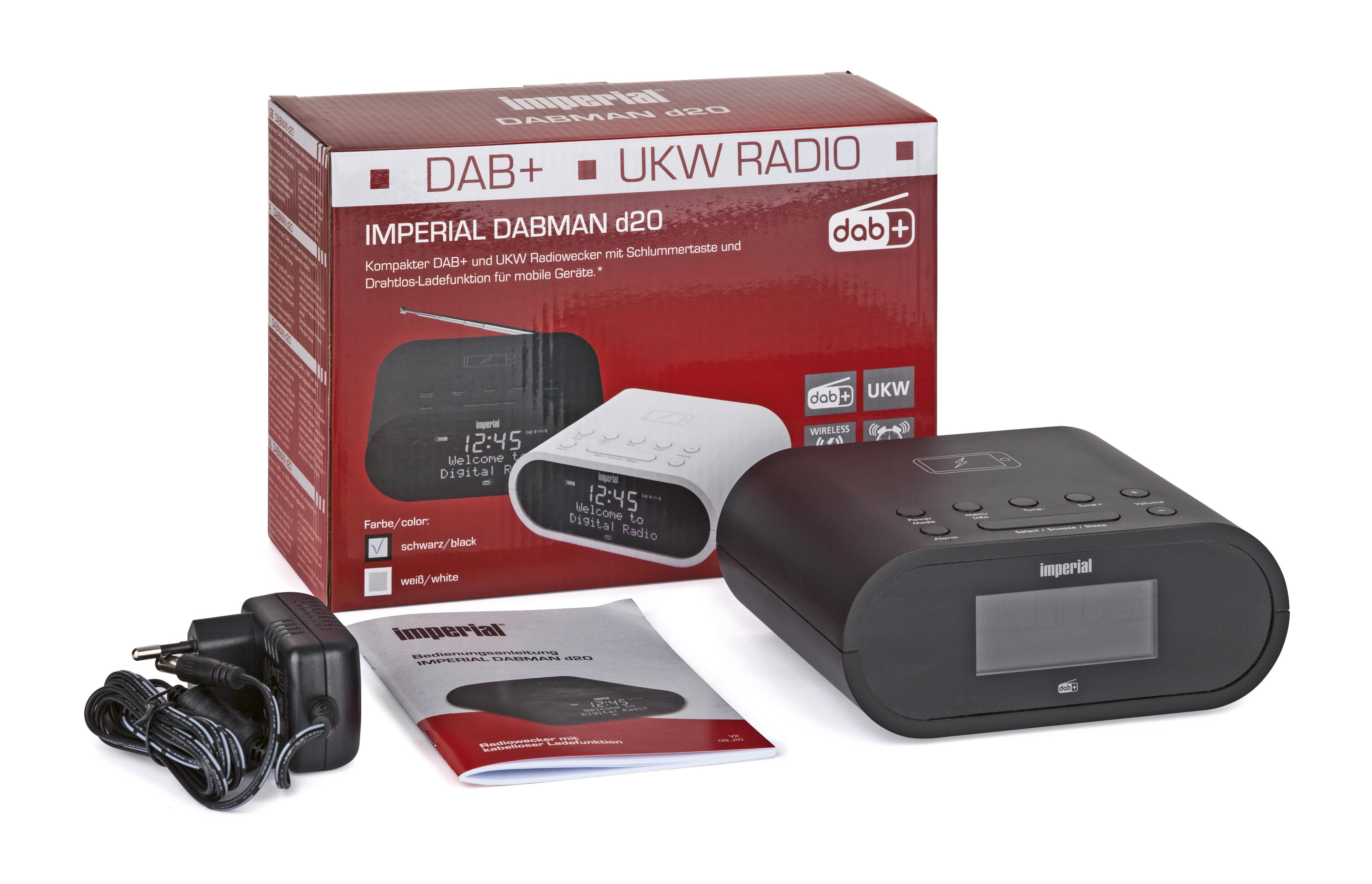IMPERIAL DABMAN D20 Digitaler Radiowecker, DAB+, DAB, AM, FM, Schwarz
