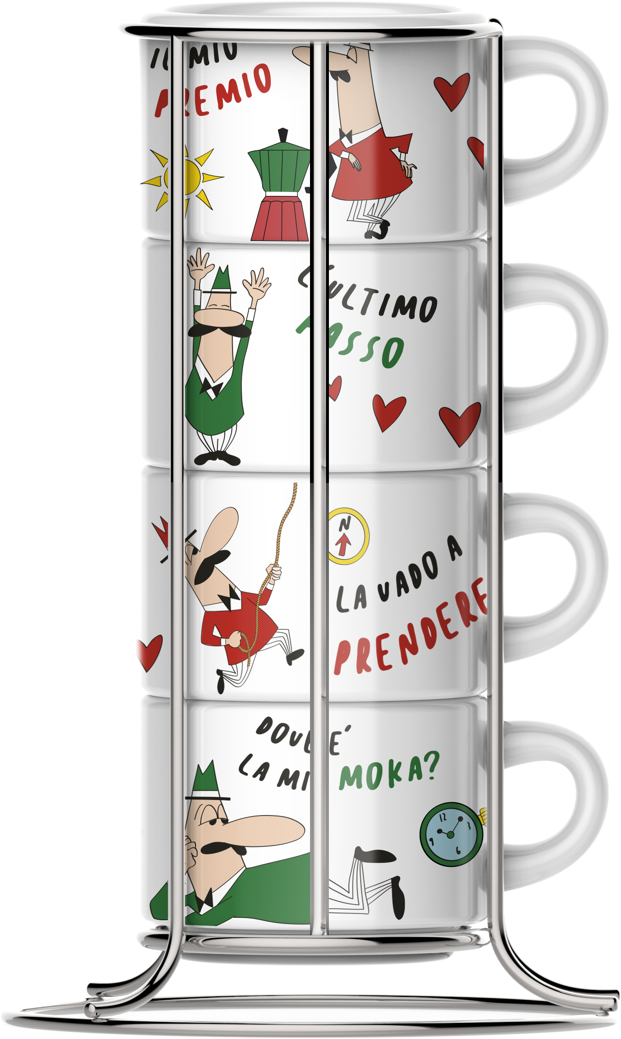 BIALETTI TAZZ203 Cappuccino csésze szett, állvánnyal, 4db-os