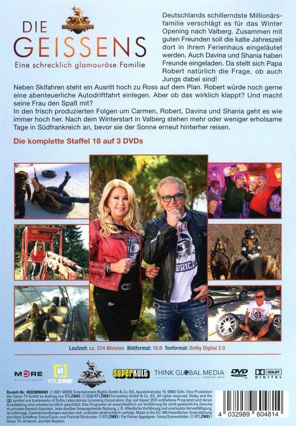 DVD-Cover mit Text über die Familie Geissens. Der Hintergrund ist weiß.