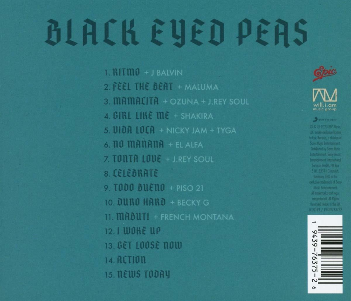 De achterkant van de albumhoes van Black Eyed Peas, met tracklist en credits.