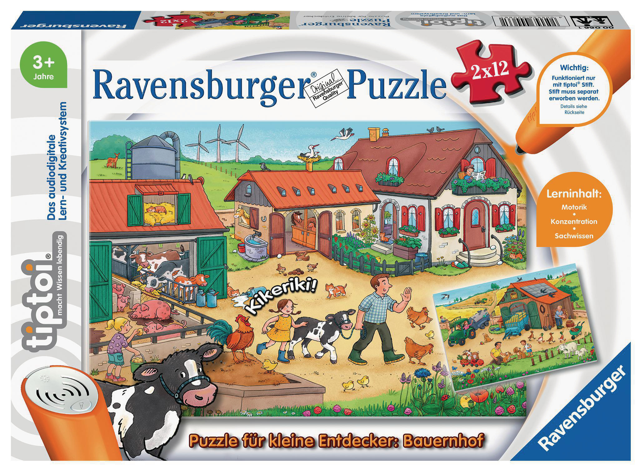 RAVENSBURGER tiptoi® Puzzle für kleine Entdecker: Bauernhof Kinderspiel, Mehrfarbig