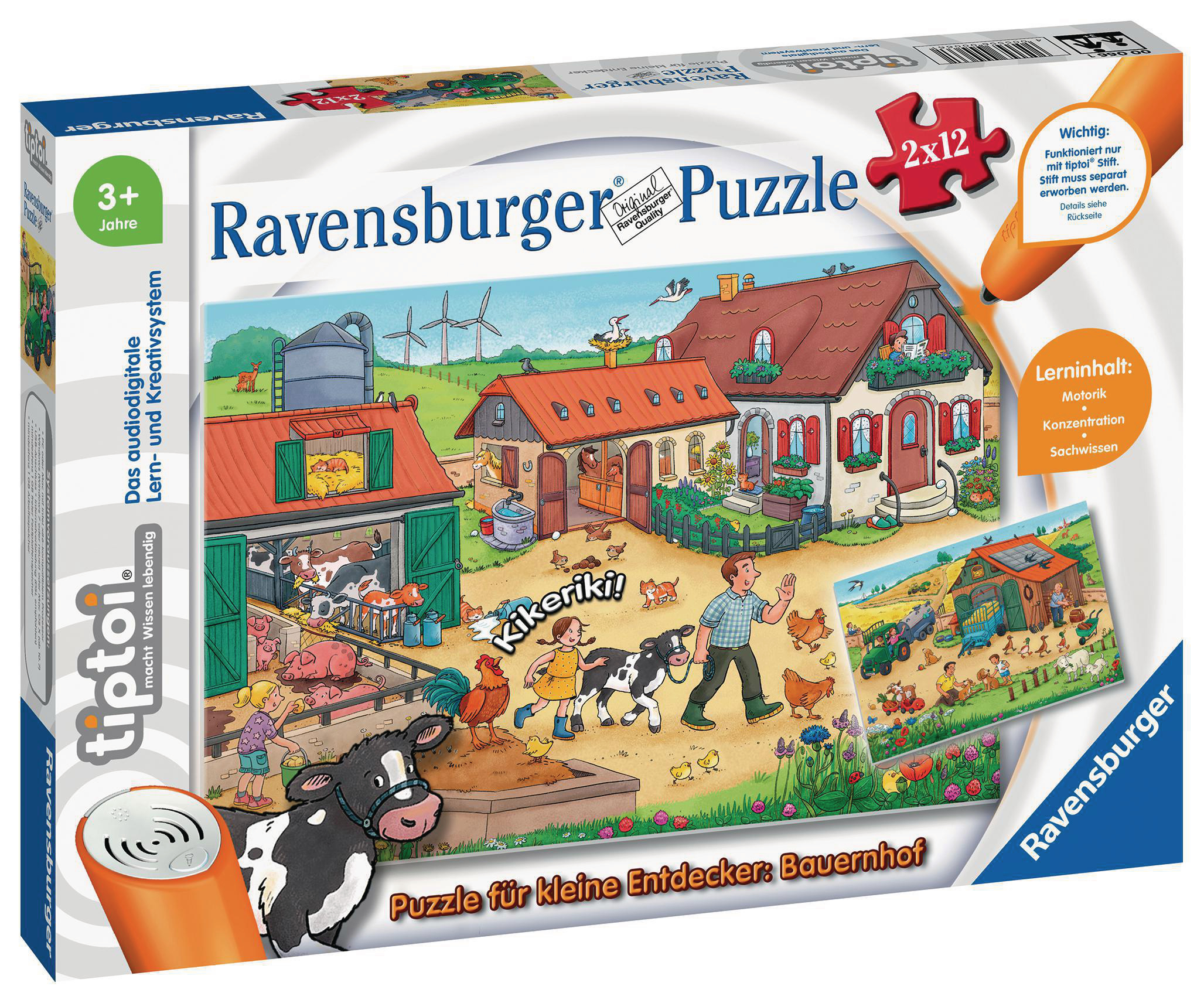 RAVENSBURGER tiptoi® Puzzle für kleine Entdecker: Bauernhof Kinderspiel, Mehrfarbig