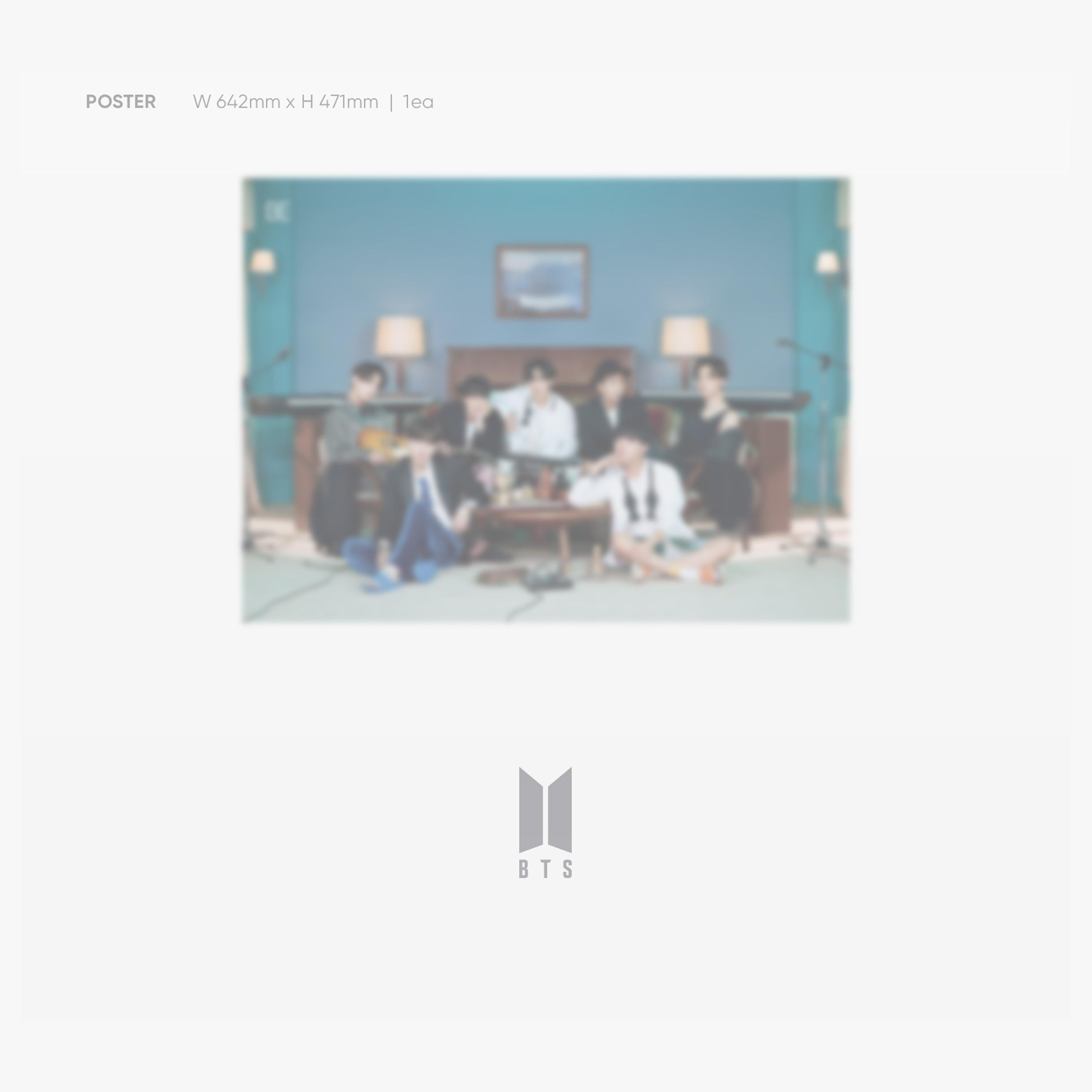 Ein verschwommenes Foto einer Gruppe von Personen. Darunter das BTS-Logo.