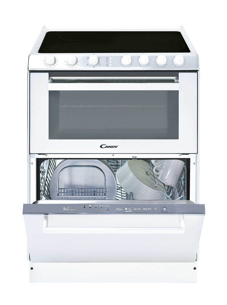 Cocina 3 En 1 lavavajillas horno candy 95031 wu 3en1 multifunción 41l 4 zonas 6 servicios 60cm mandos independientes por 41 trio95031wu