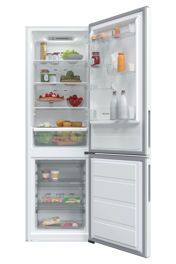Frigorífico combi - Candy CVBNM 6182WP/S, 295 l, Total No Frost, 185.5 cm, Display LED, 40 dB, Blanco