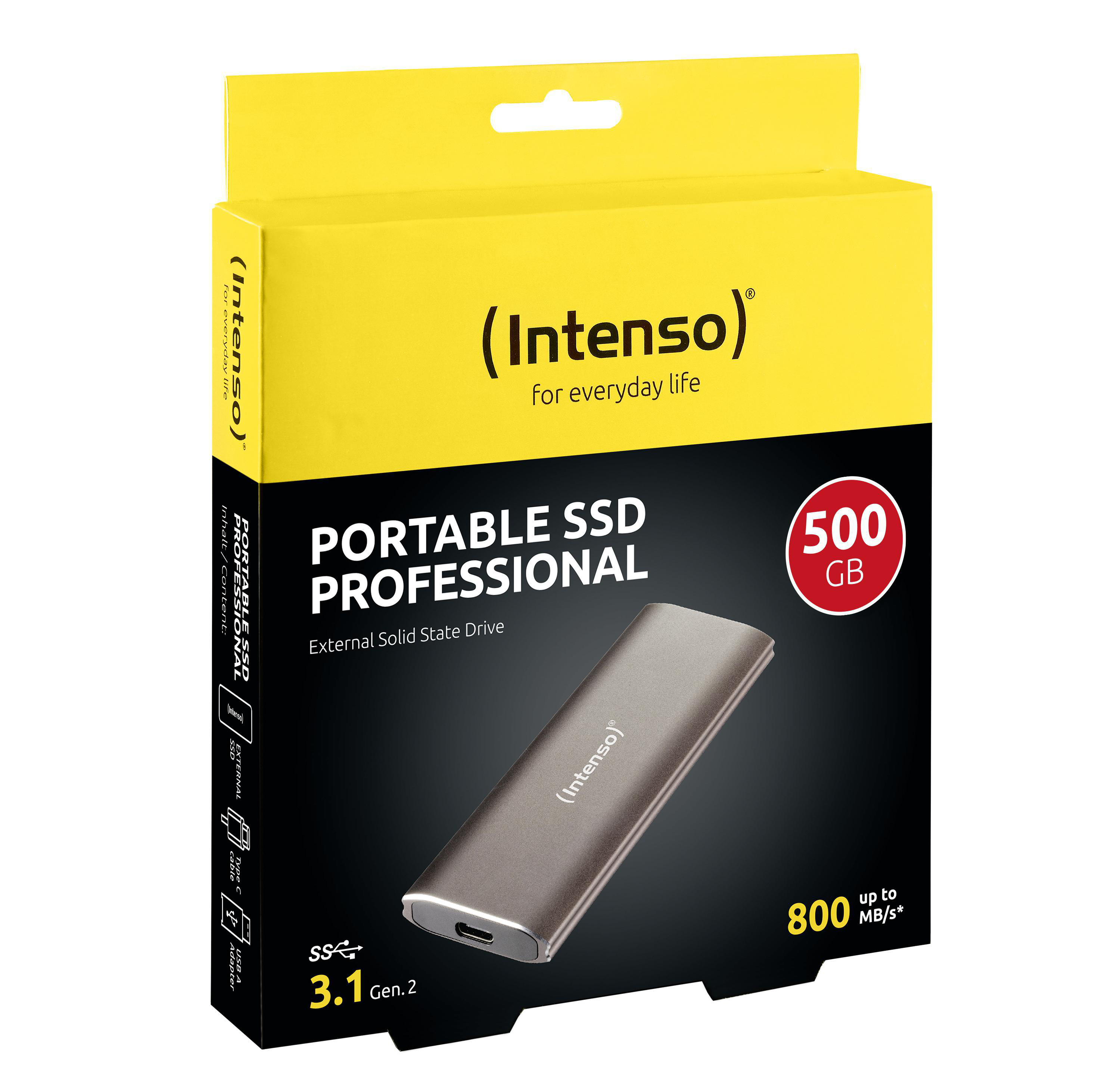 INTENSO Professional Festplatte, 500 GB SSD, extern, Braun-Metallic