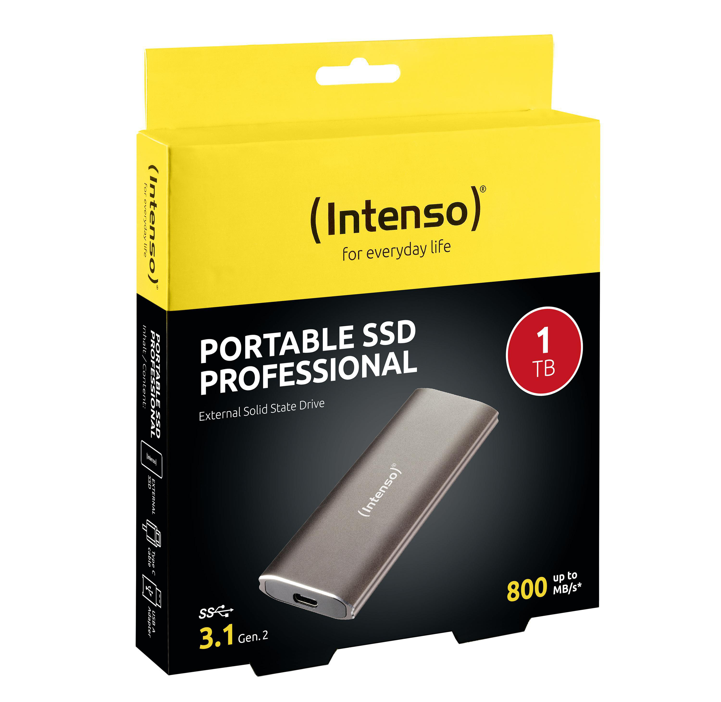INTENSO Professional Festplatte, 1 TB SSD, extern, Braun-Metallic