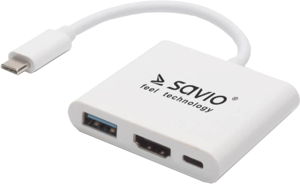 SAVIO AK-48 USB HUB Type-C csatlakozóval , 1x USB-C 3.0 HDMI