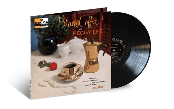 Vinyl lemez album borítója fekete lemezzel. A borítón kávéscsésze, kávéfőző és gyöngyök láthatók. Fehér háttér.