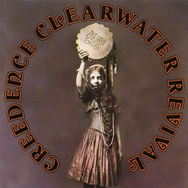 Album borító: Nő egy tamburinnal és szöveggel, Creedence Clearwater Revival.