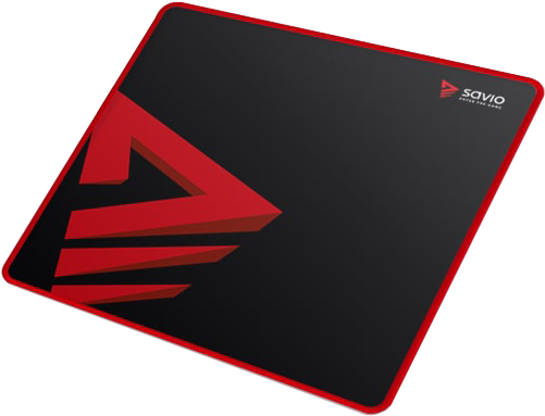 Fekete és piros gamer egérpad. Piros szegély és logó.