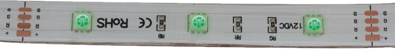 Striscia luminosa a LED con LED verdi, rossi e blu.