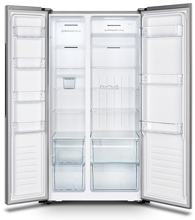 Frigorífico americano - Hisense RS672N4BC2, 516 l, Total No Frost, 178 cm, Display LED táctil, 43dB, Inox