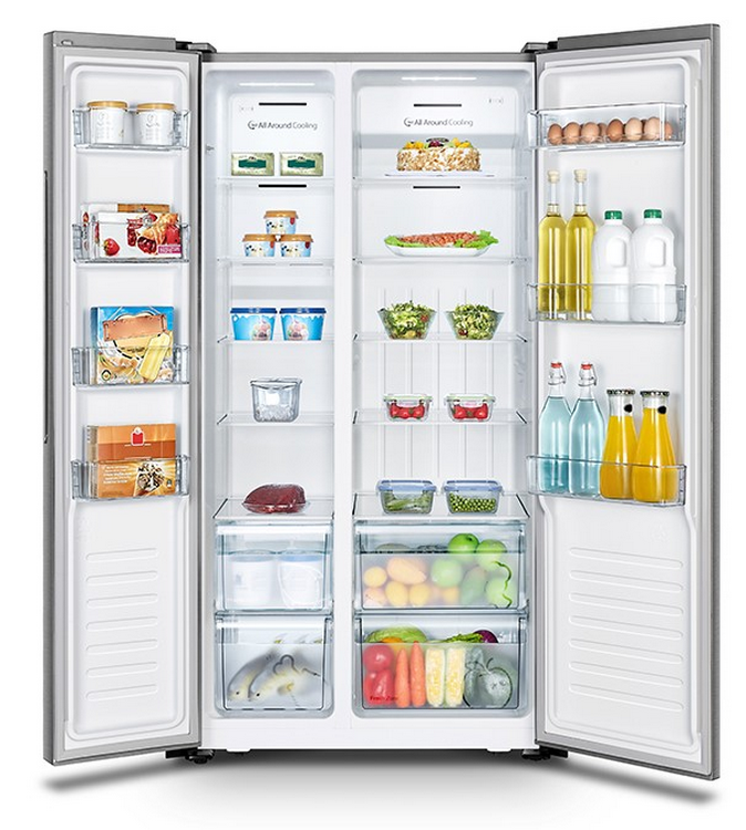 Frigorífico americano - Hisense RS672N4BC2, 516 l, Total No Frost, 178 cm, Display LED táctil, 43dB, Inox