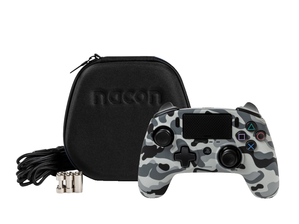Mando PS4 - Nacon Revolution Pro Controller 3, Para PS4/PC, Con cable, Camuflaje + Funda + 6 pesos + Cable USB-C