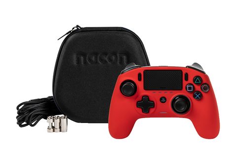 Mando PS4 Nacon Compact Rojo - Panel Táctil, Cable 3 metros