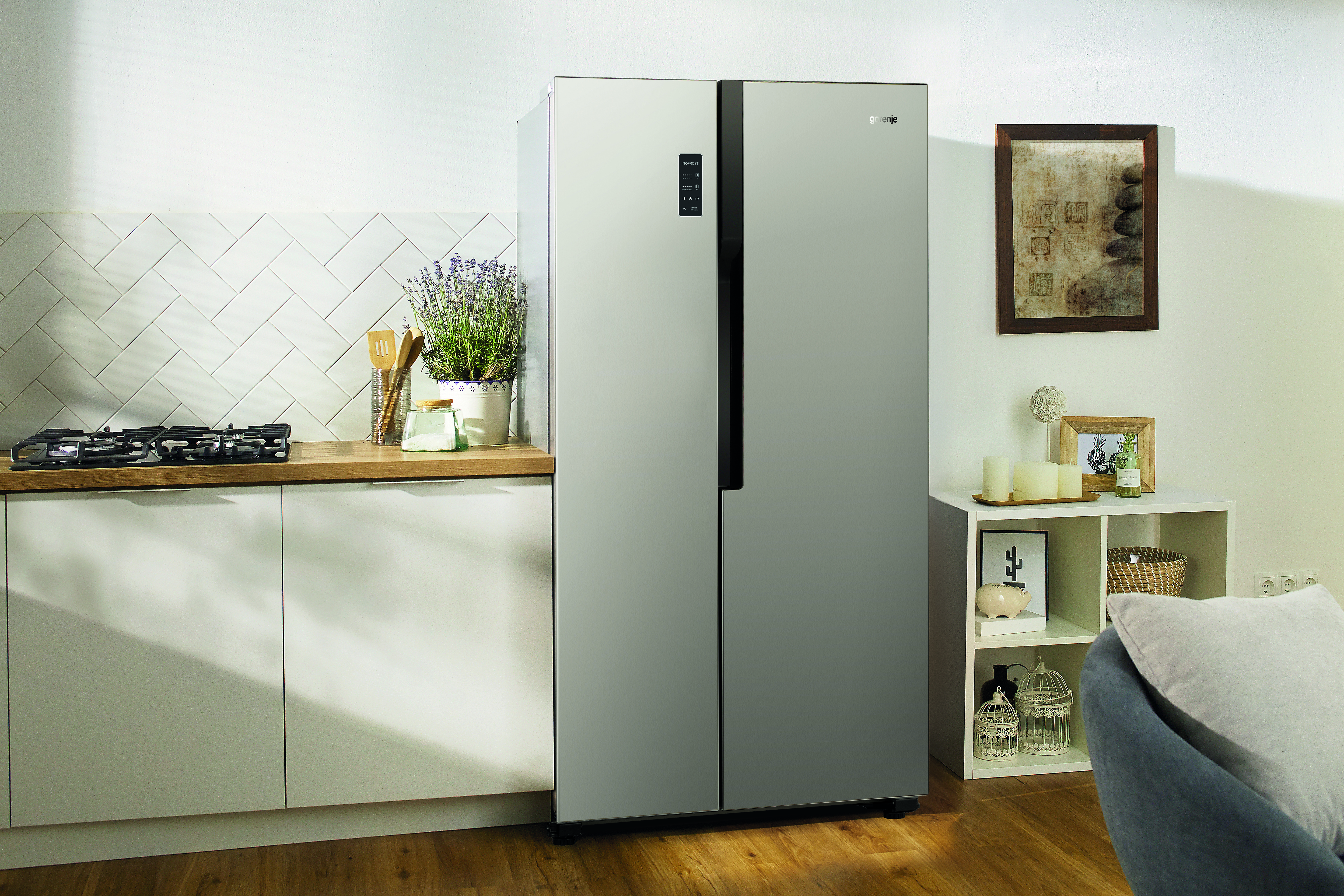 GORENJE NRS918EMX Side by Side, Kühl- und Gefierkombination (519 l, E, 1786 mm hoch, No Frost (verminderte Eisbildung), Silber)