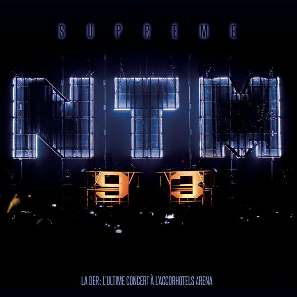Pochette d'album avec une enseigne au néon avec le mot 'SUPREME' et 'NTM'. Scène de nuit.