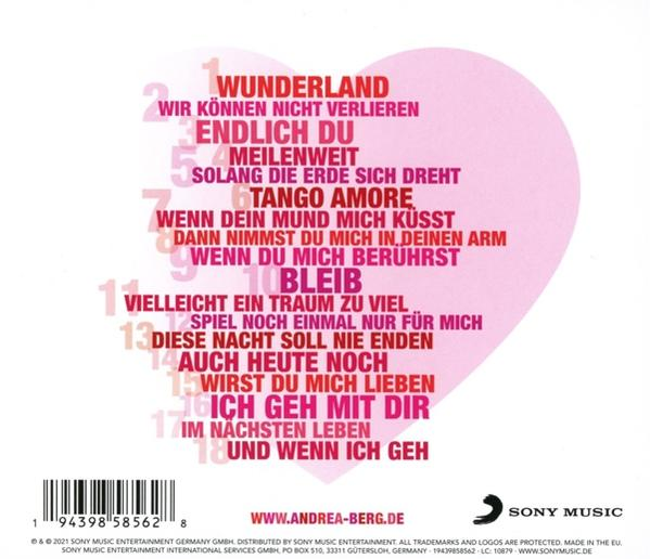 CD-Cover mit Songtiteln und Herzform, rosa Hintergrund.