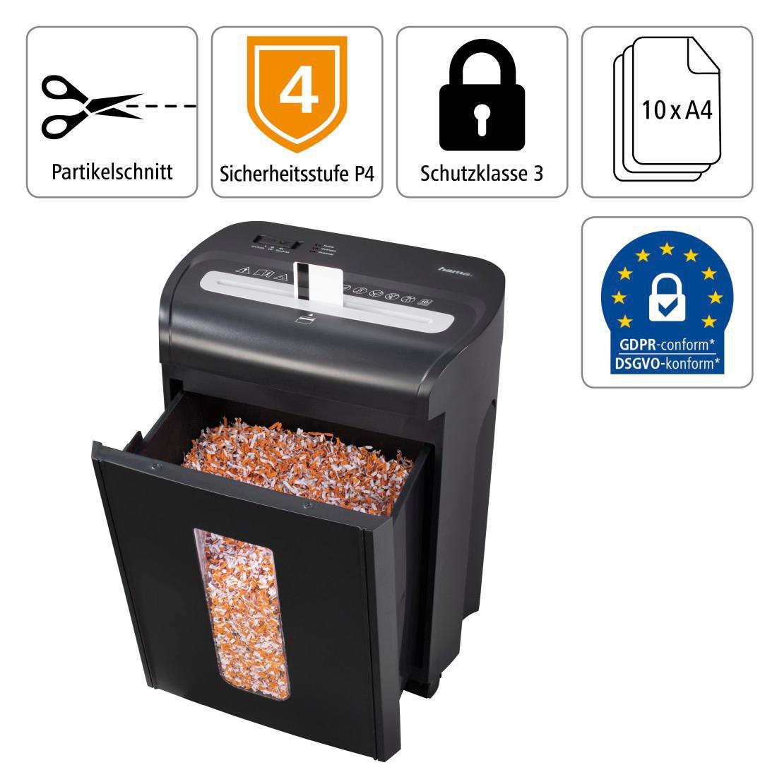 HAMA Premium M10 Aktenvernichter, Schwarz