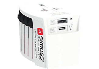 SKROSS MUV USB (AC) - Adattatore da viaggio (Bianco)