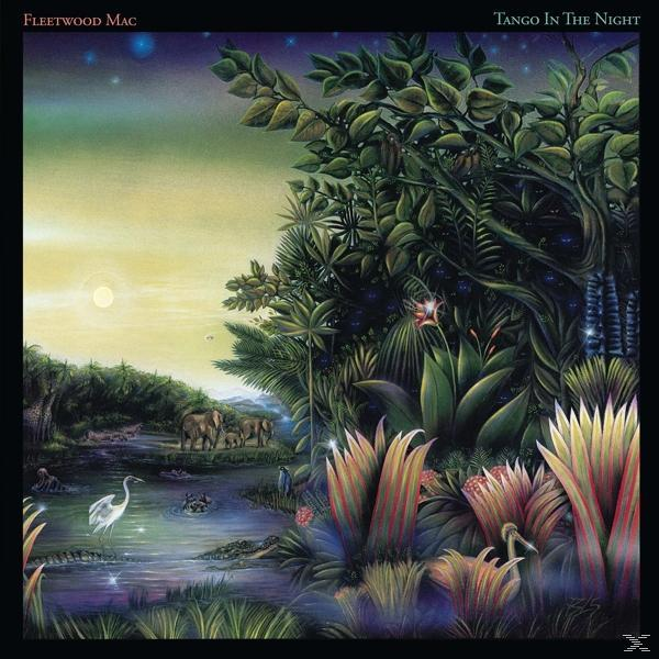 Fleetwood Mac album borítója, dzsungel jelenettel, elefántokkal, tóval és naplementével.