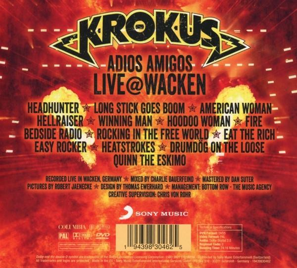 Albumcover mit Titelliste und Bandnamen. Roter Hintergrund mit Text.