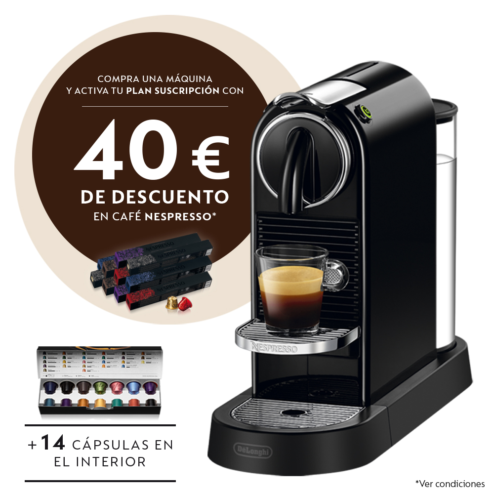 Nespresso Delonghi Citiz en167.b cafetera monodosis compacta 19 bares apagado color negro incluye pack bienvenida con 14 nespresso® longhi 167.b encimera 1 167 en167b