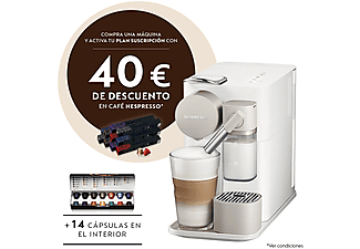 Cafetera de cápsulas - Nespresso® Lattissima One EN500.W, De Longhi, 19 bares, Jarra de leche, A++, Blanco