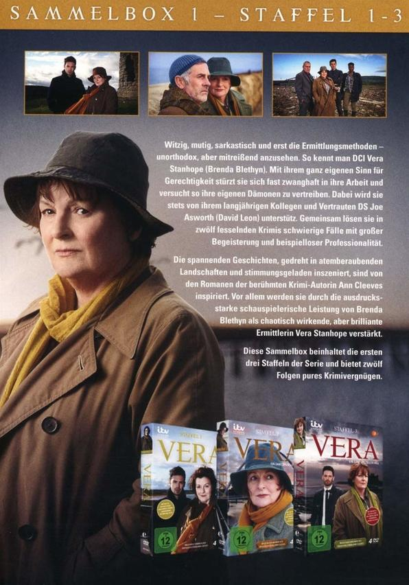 DVD-Box-Set der Vera-Serie. Das Cover zeigt eine Frau mit Hut und Trenchcoat.