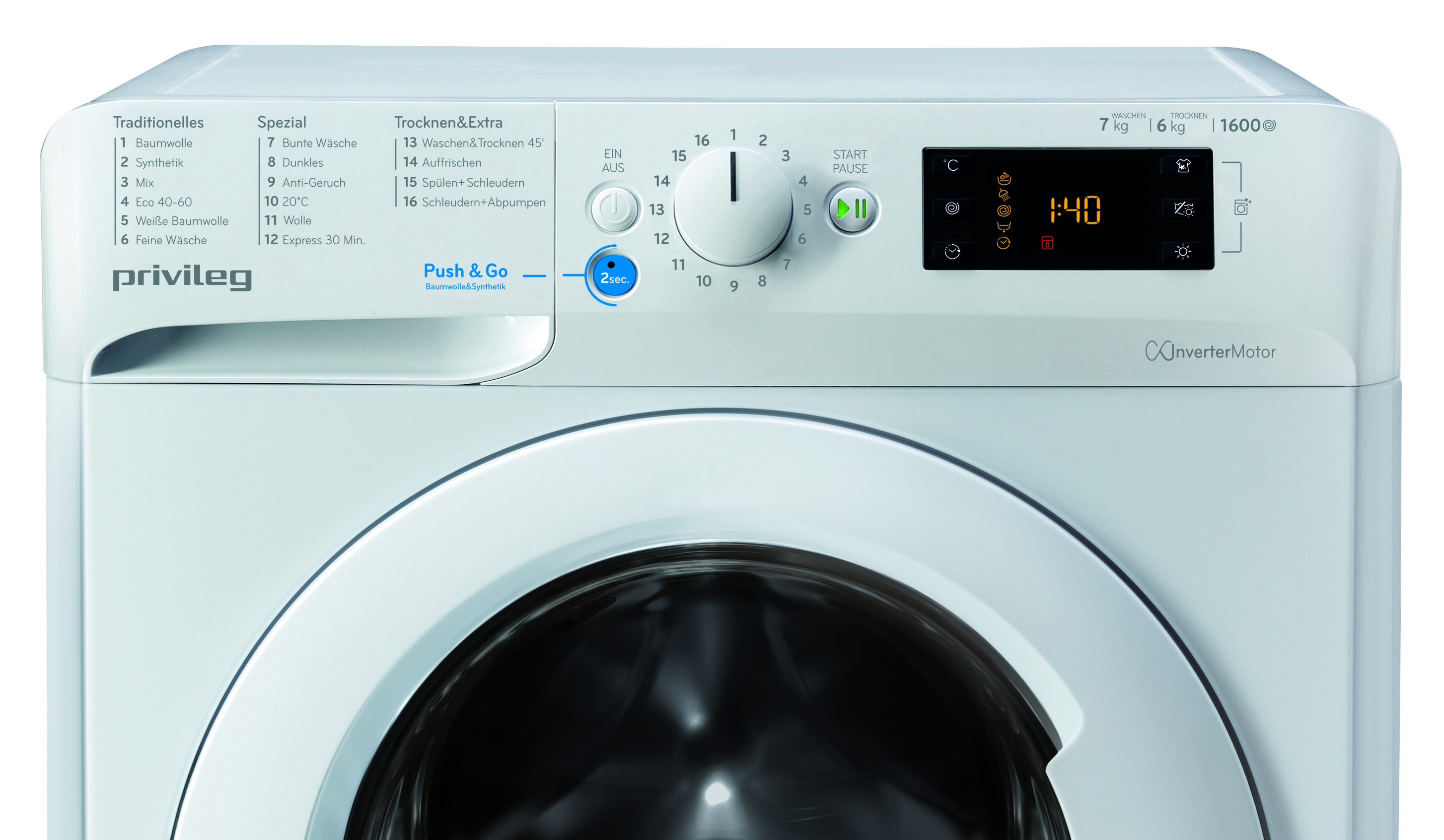 PRIVILEG PWWT X 76G6 DE N Waschtrockner (7 kg / 6 kg, 1551 U/Min.)