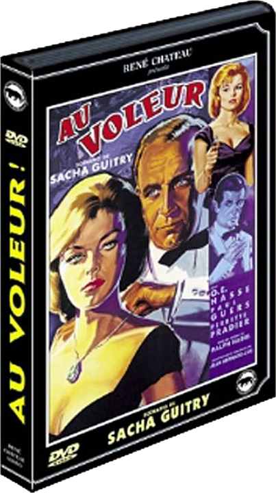 Coffret DVD du film 'Au Voleur!'. Avec un homme, une femme et le titre du film.