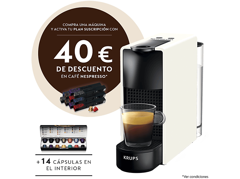 Cafetera Krups Nespresso Essenza Mini Blanca