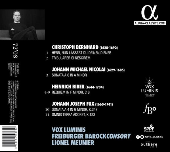 Rückseite einer CD mit Porträt eines Mannes, Text und Logos. Es ist ein Klassik-Album.