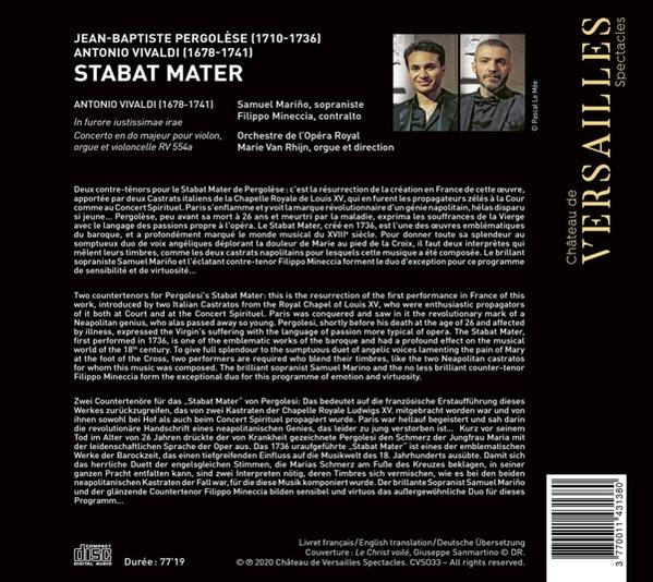 CD-Cover mit Text und Bildern, das klassische Musik bewirbt.