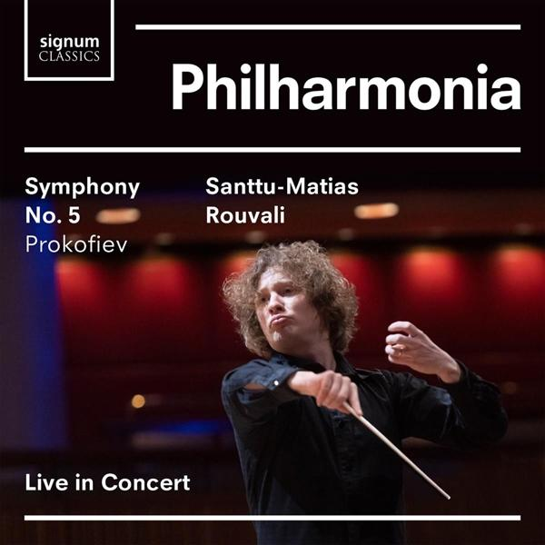 Albumcover mit einem Dirigenten, Text: Philharmonia, Prokofjew, Live in Concert.