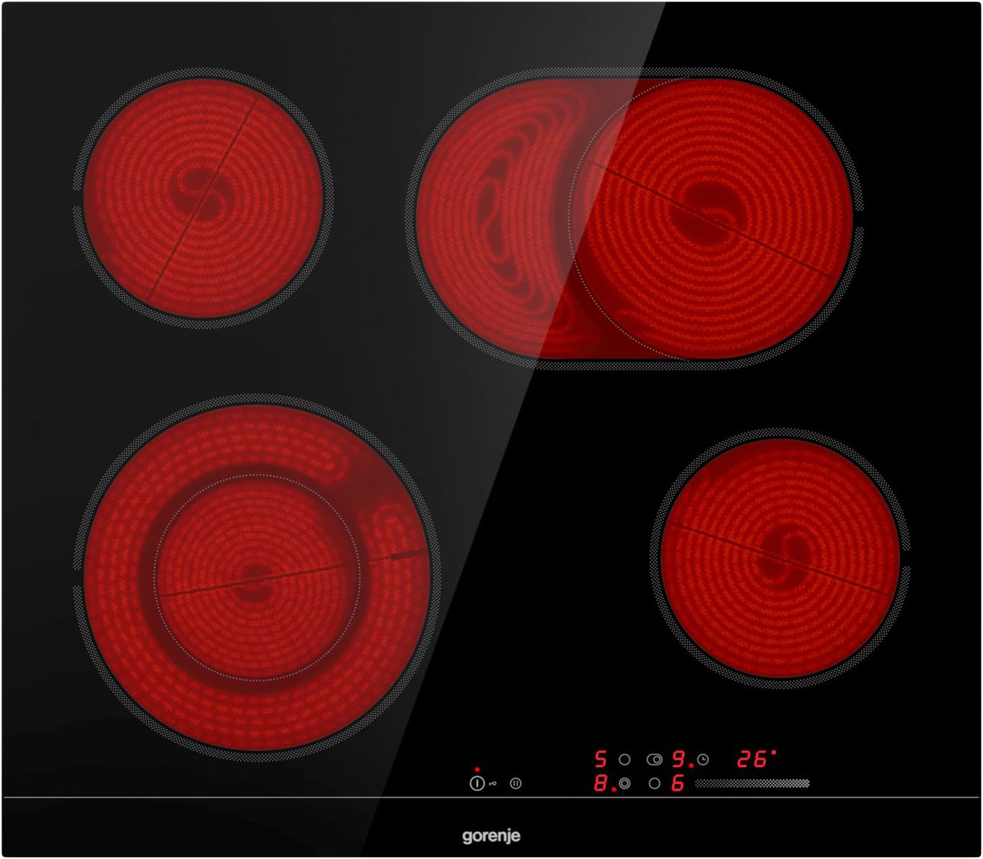 GORENJE ECS 643 BCSC beépíthető kerámia főzőlap, StopGo funkció, StayWarm Időzítő, FishZone
