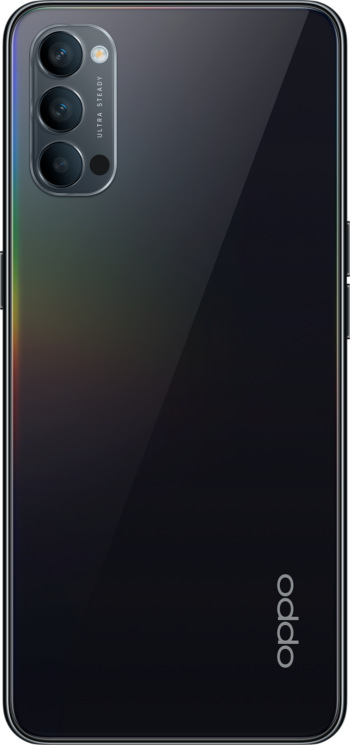 Un teléfono inteligente negro con múltiples cámaras traseras.