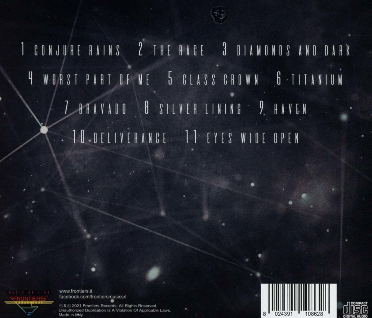 CD-Cover mit Titelliste und sternenklarem Hintergrund.