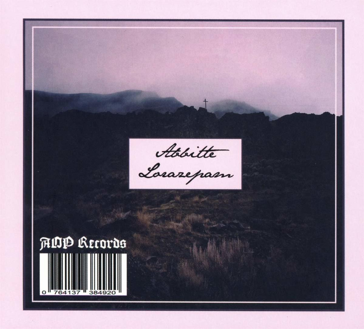 Ein Albumcover mit dunkler Landschaft, der Titel lautet "Abbitte Lorazepam".