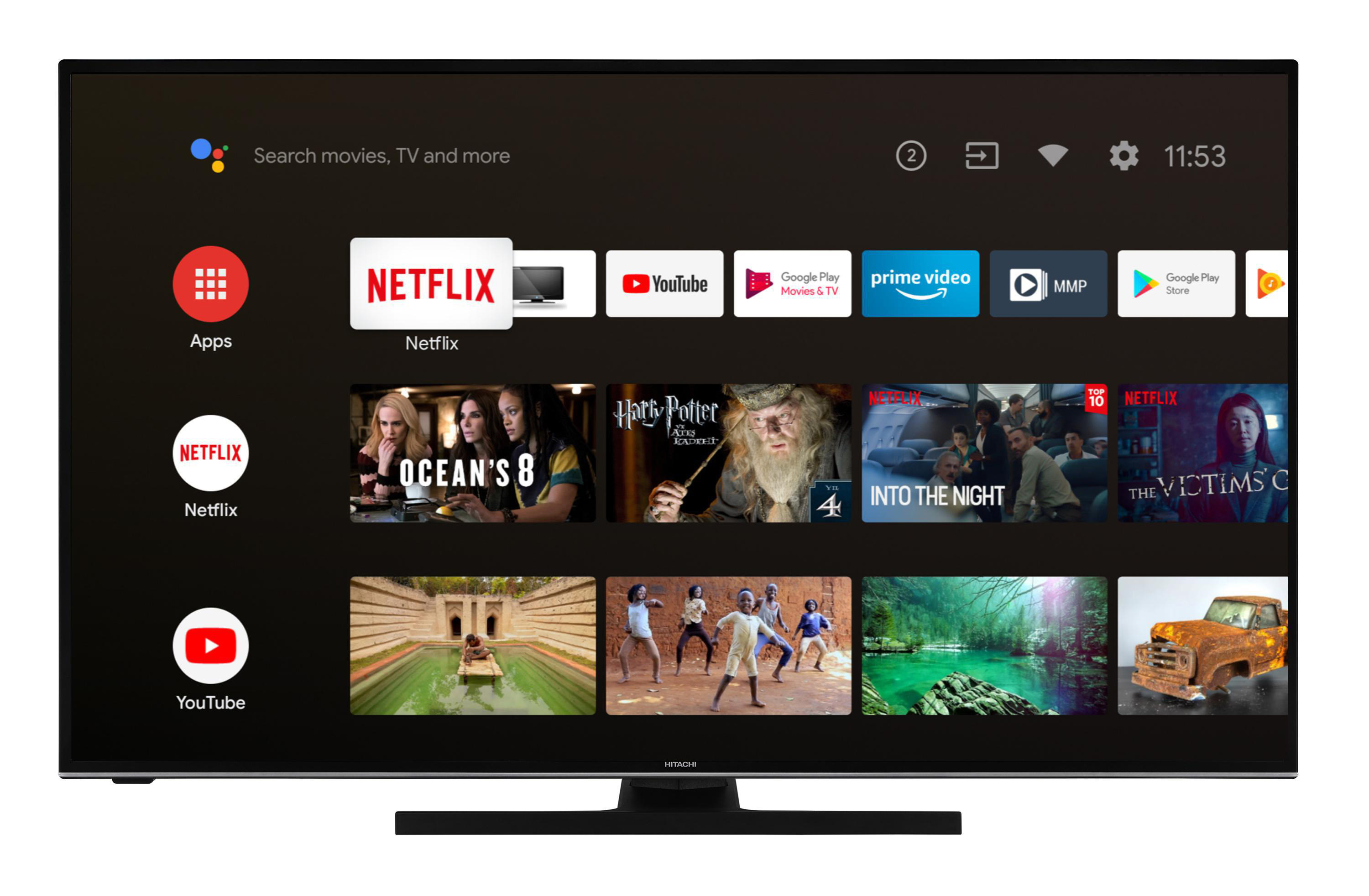 HITACHI U58KA6150 LED TV (Flat, 58 Zoll / 147 cm, UHD 4K, SMART TV, Android)