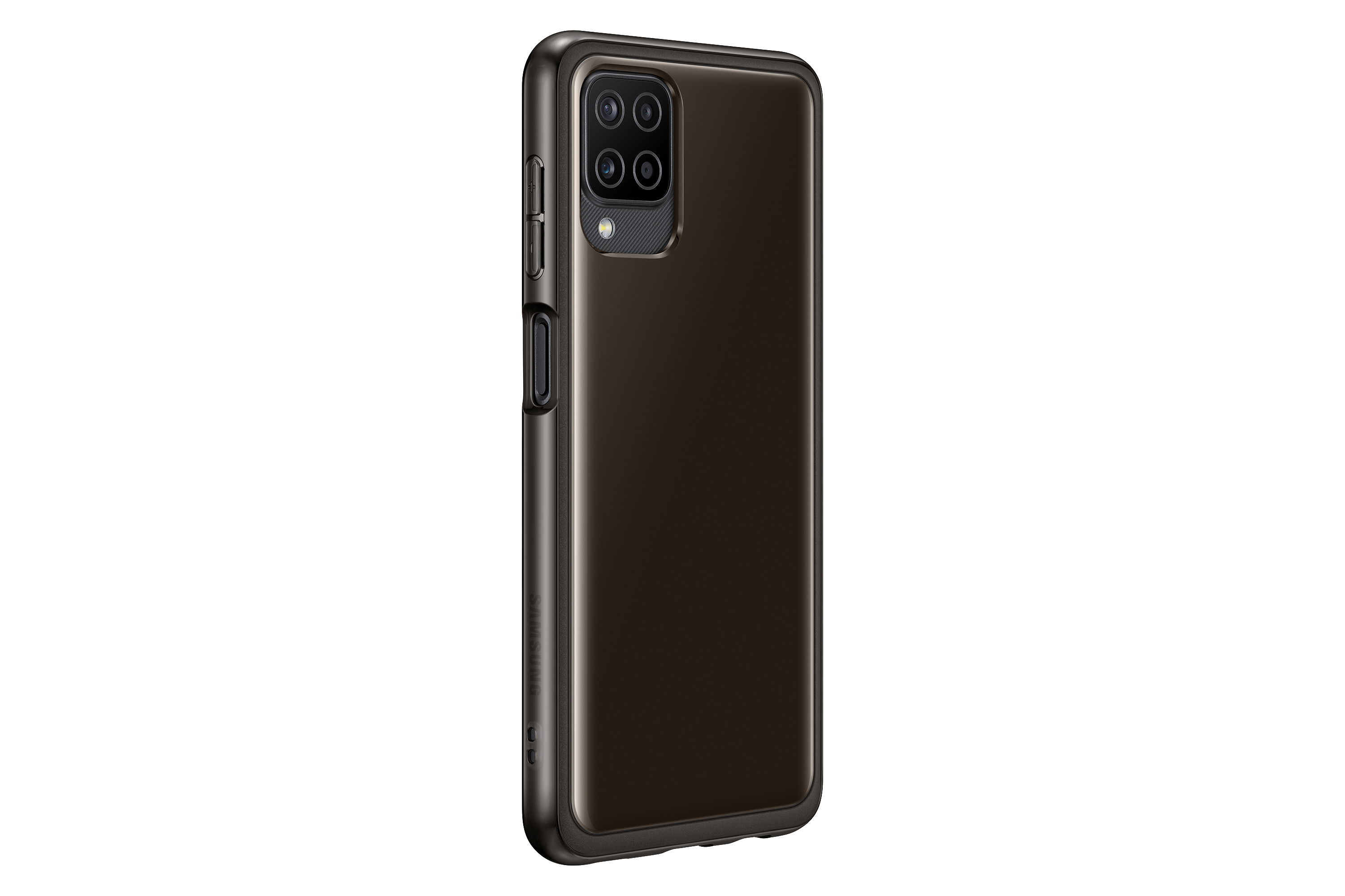 Ein dunkelbraunes Smartphone. Das Telefon befindet sich in einer schwarzen Hülle, die Kameralinsen sind sichtbar.